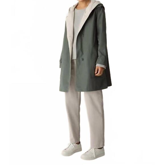 EILEEN FISHER Jackets & Blazers - NEW EILEEN FISHER cotton nylon hooded coat in bayleaf